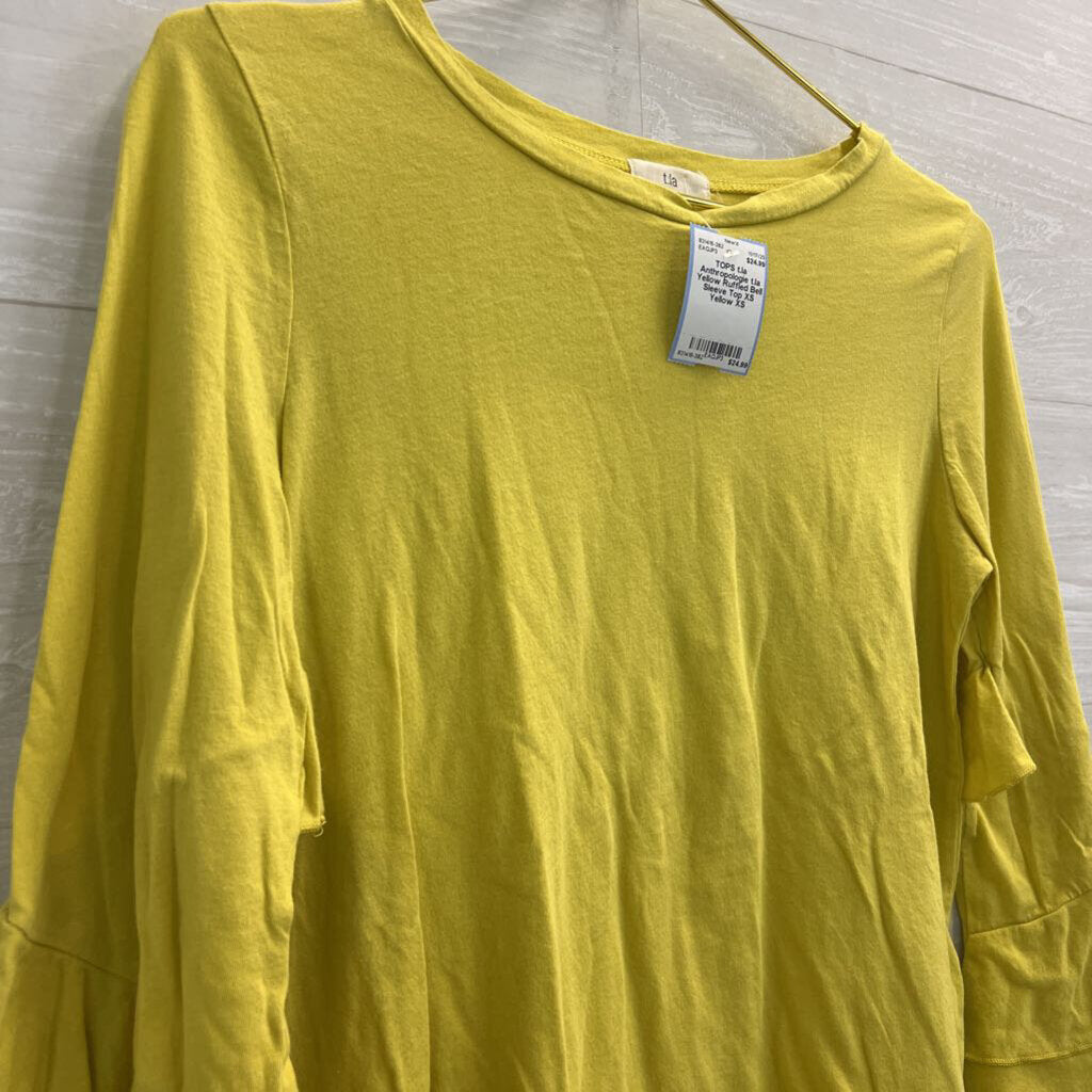 Anthropologie t.la Yellow Ruffled Bell Sleeve Top XS