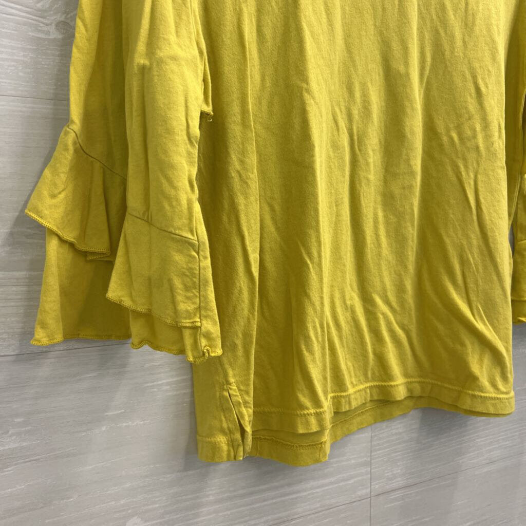 Anthropologie t.la Yellow Ruffled Bell Sleeve Top XS