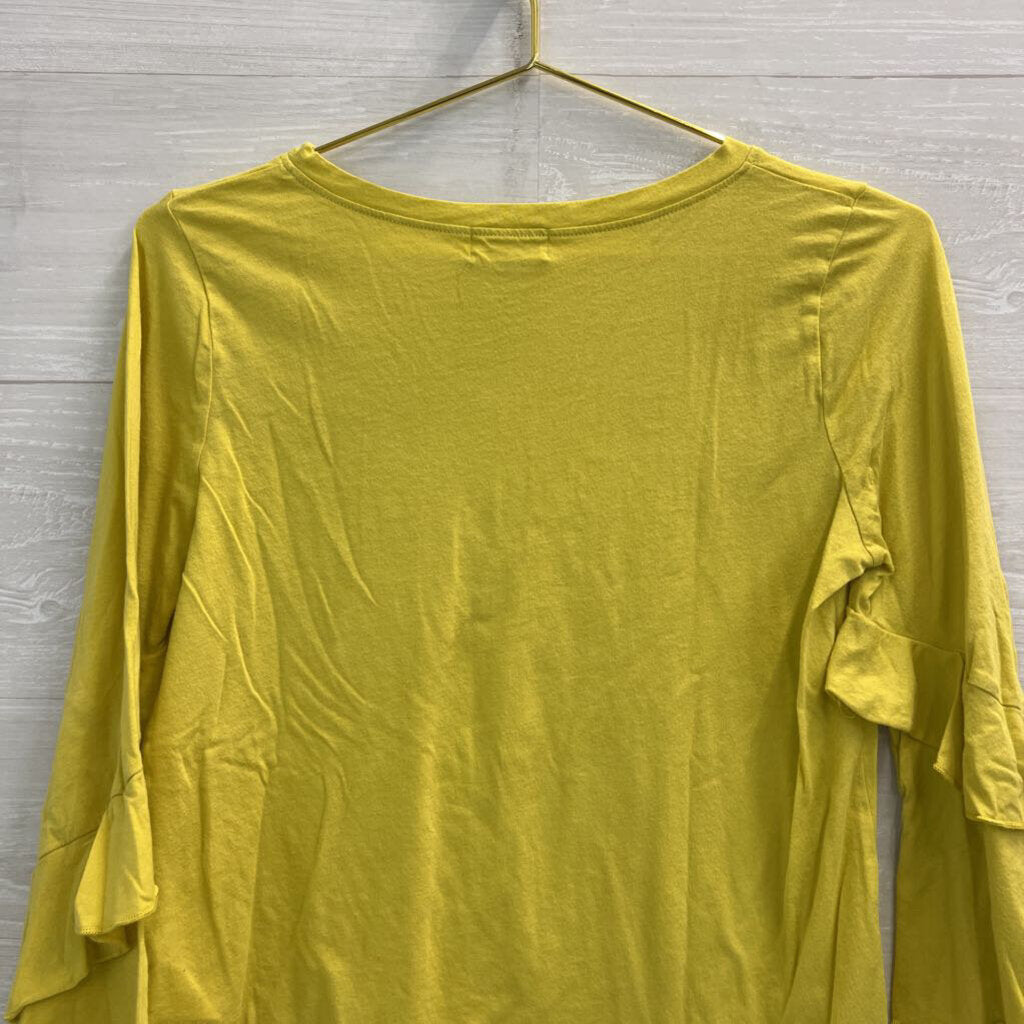 Anthropologie t.la Yellow Ruffled Bell Sleeve Top XS