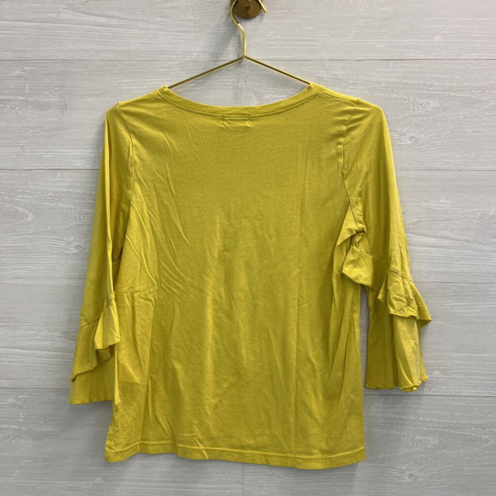Anthropologie t.la Yellow Ruffled Bell Sleeve Top XS