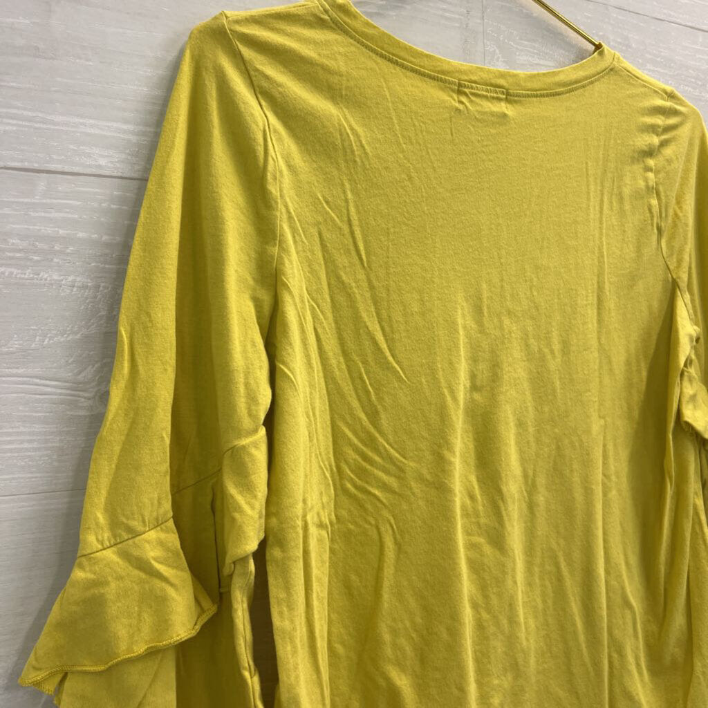 Anthropologie t.la Yellow Ruffled Bell Sleeve Top XS