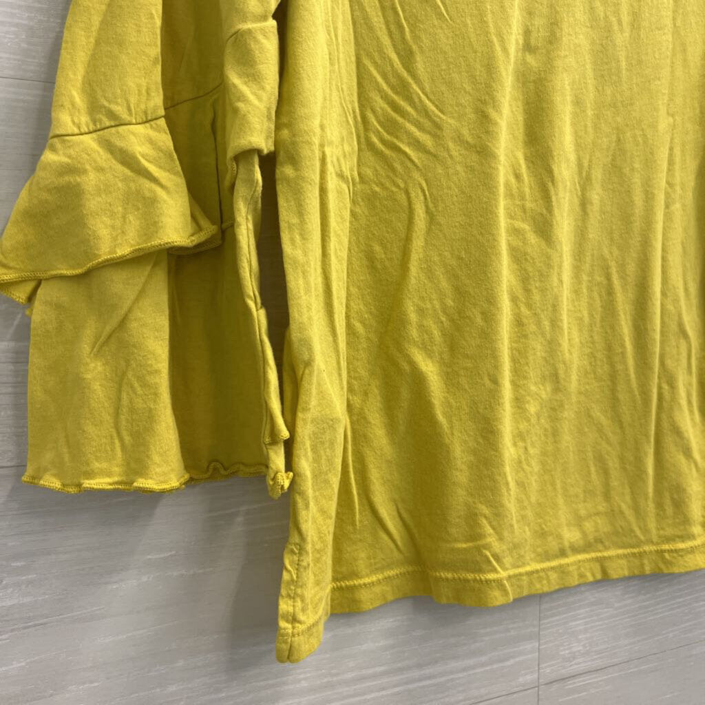 Anthropologie t.la Yellow Ruffled Bell Sleeve Top XS