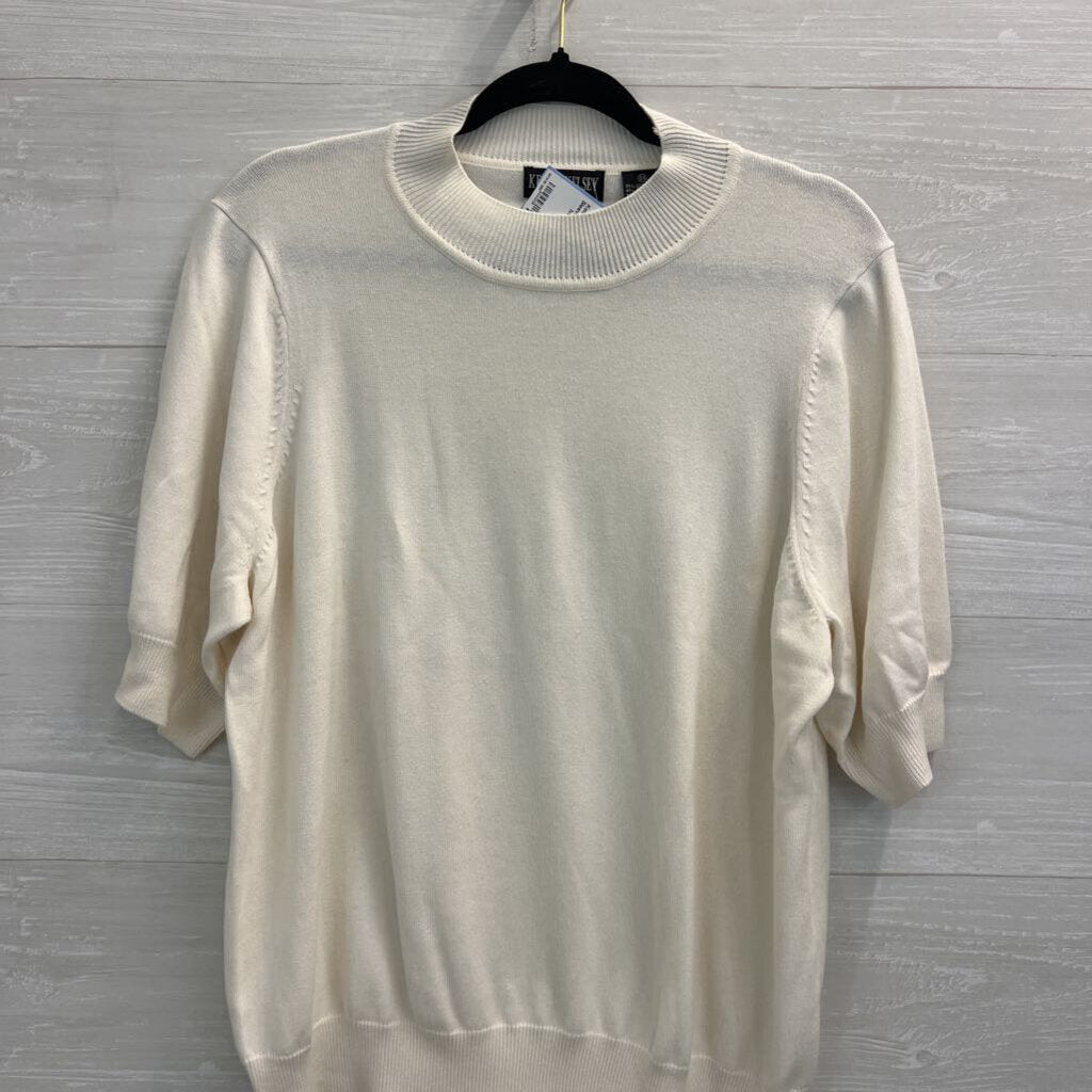 Kerri N Kelsey Ivory Short Sleeve Knit Top 2X