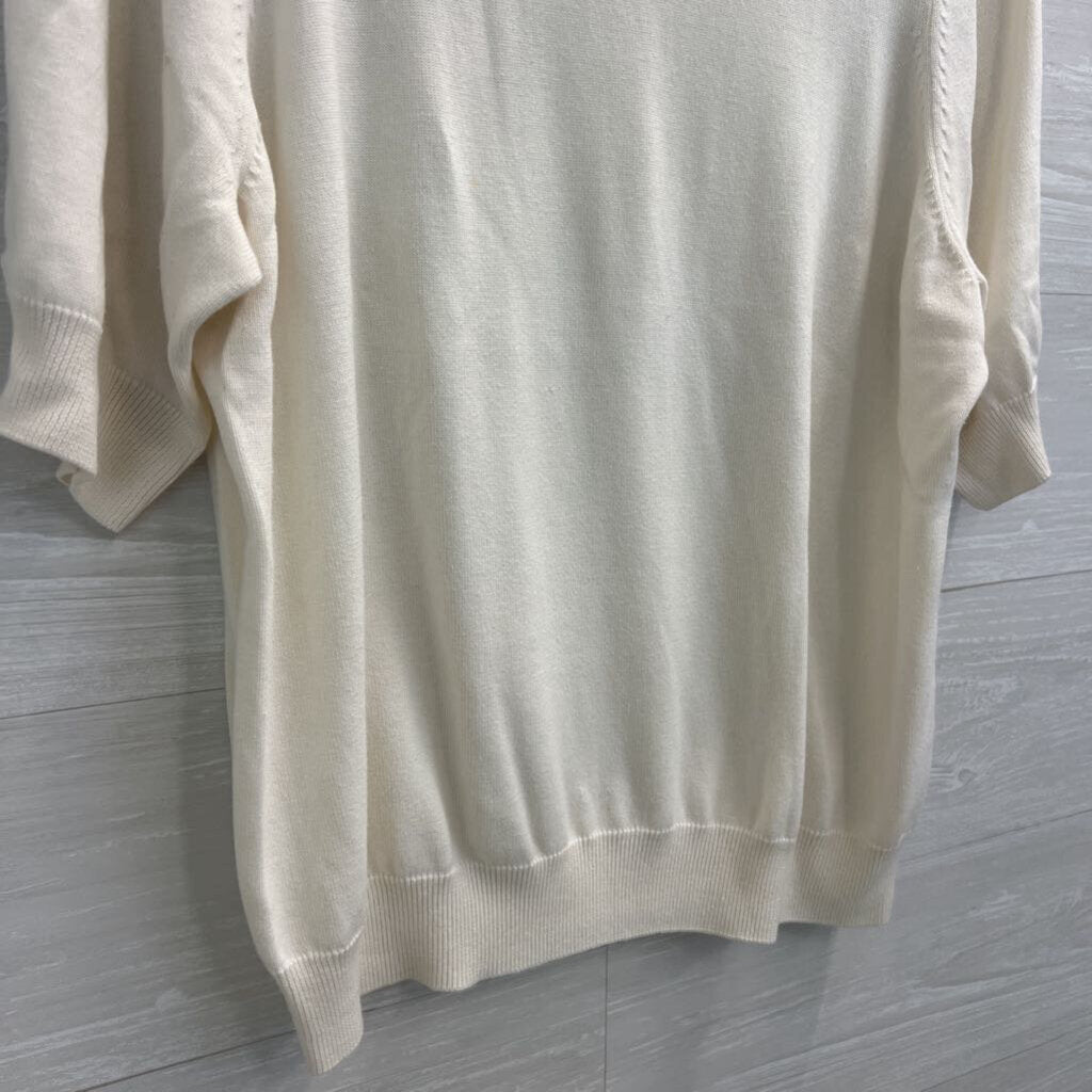 Kerri N Kelsey Ivory Short Sleeve Knit Top 2X