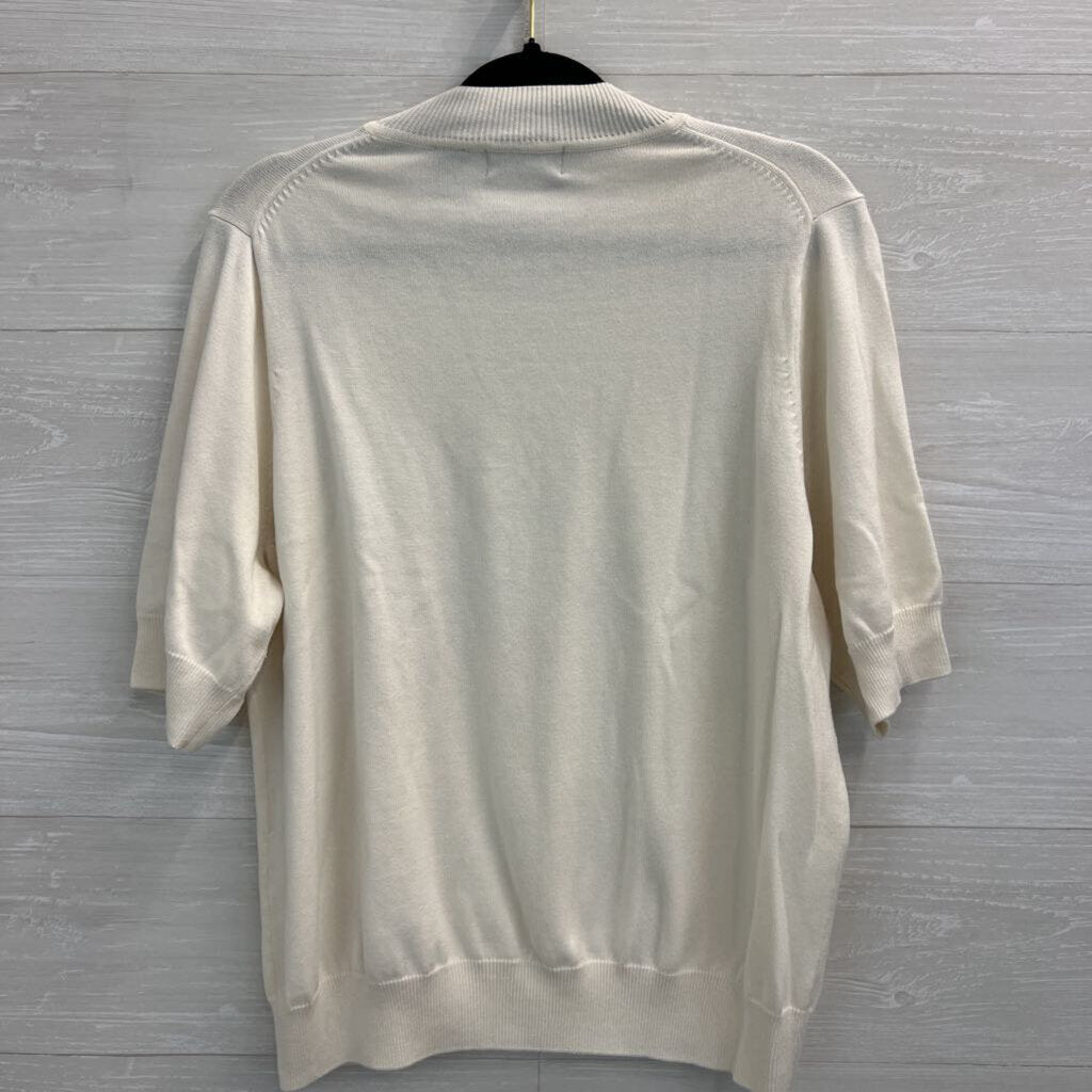 Kerri N Kelsey Ivory Short Sleeve Knit Top 2X