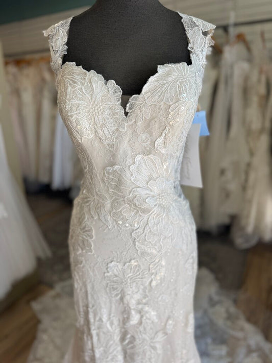 Justin Alexander Ivory Floral Lace Bridal Gown 12