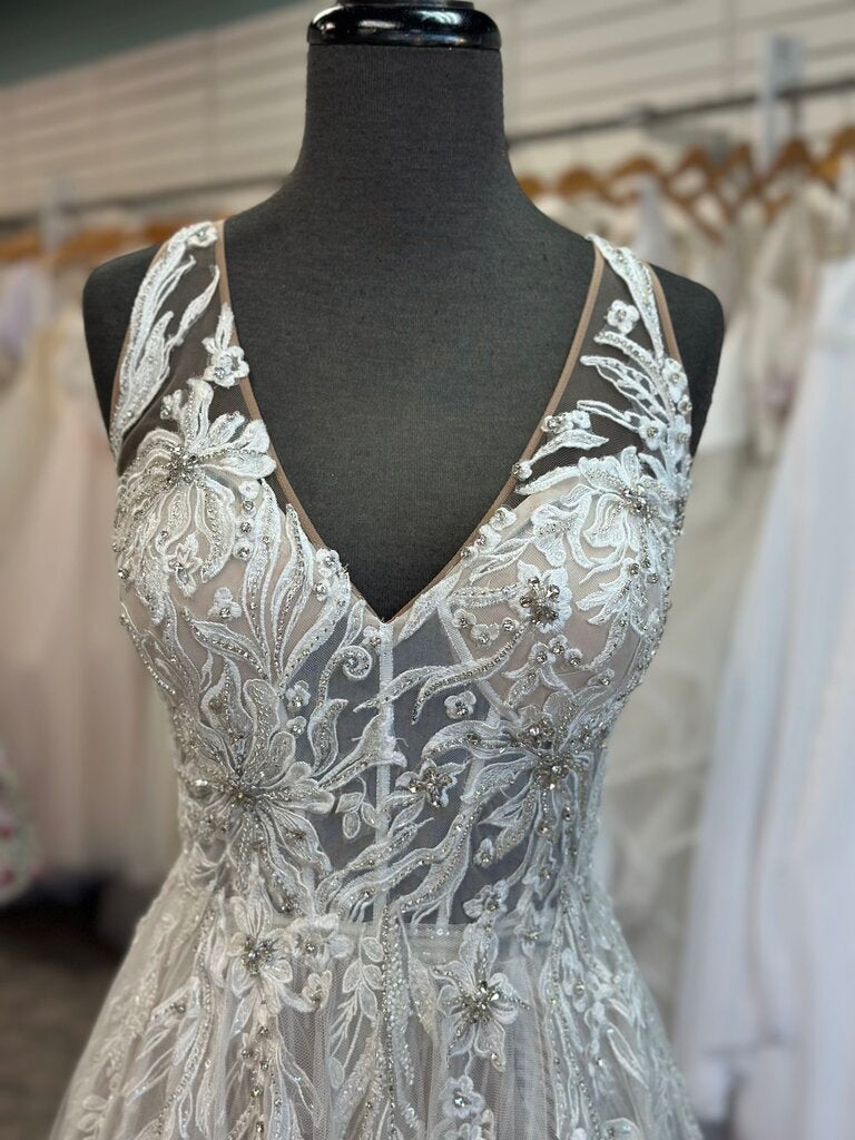 Galina Signature Ivory/ Sand Embellished Lace Bridal Gown 12