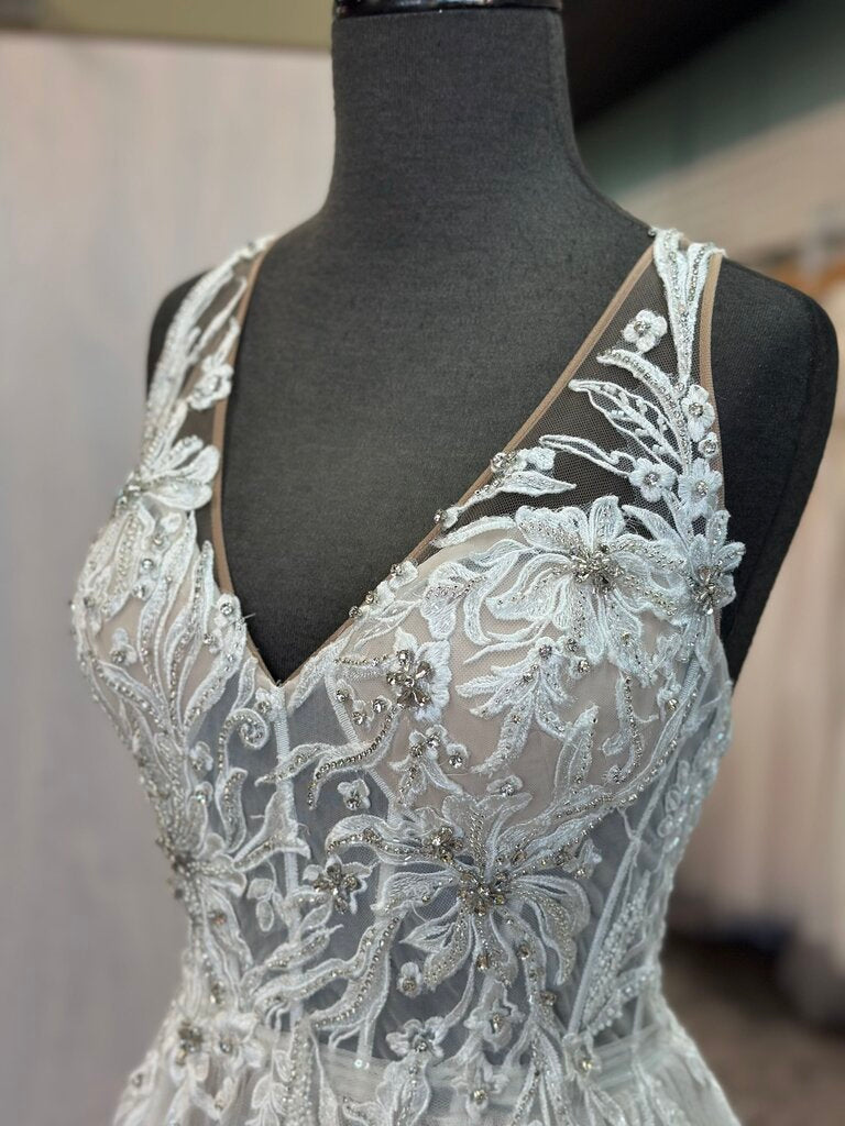 Galina Signature Ivory/ Sand Embellished Lace Bridal Gown 12