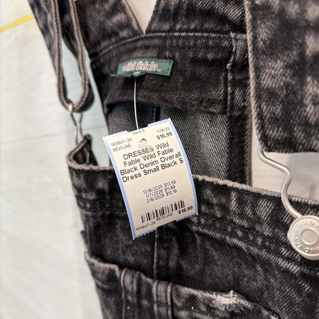 Wild Fable Black Denim Overall Dress Small