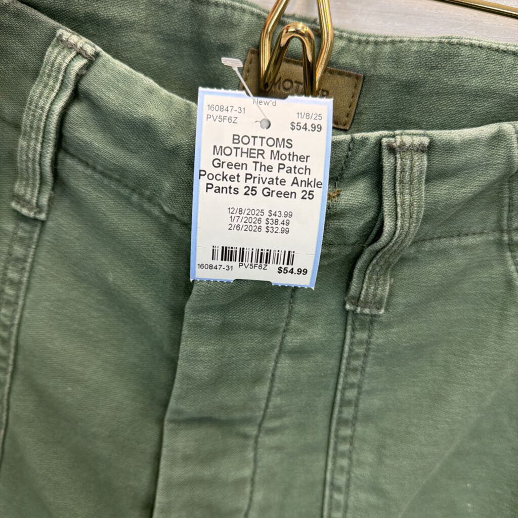 Mother Green The Patch Pocket Private Ankle Pants 25