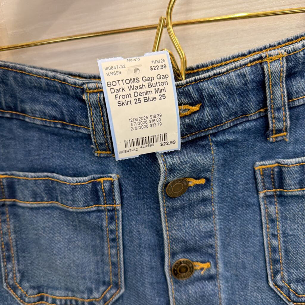 Gap Dark Wash Button Front Denim Mini Skirt 25