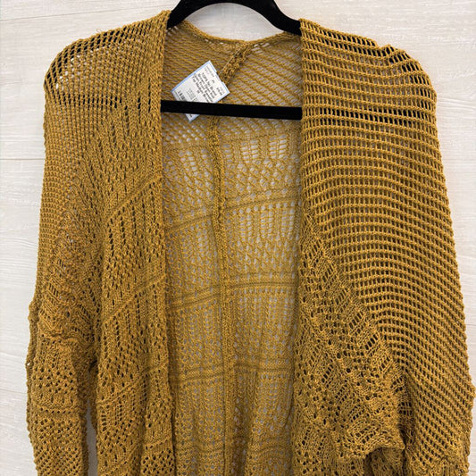Brown Open Knit Open Front Sweater Top Medium