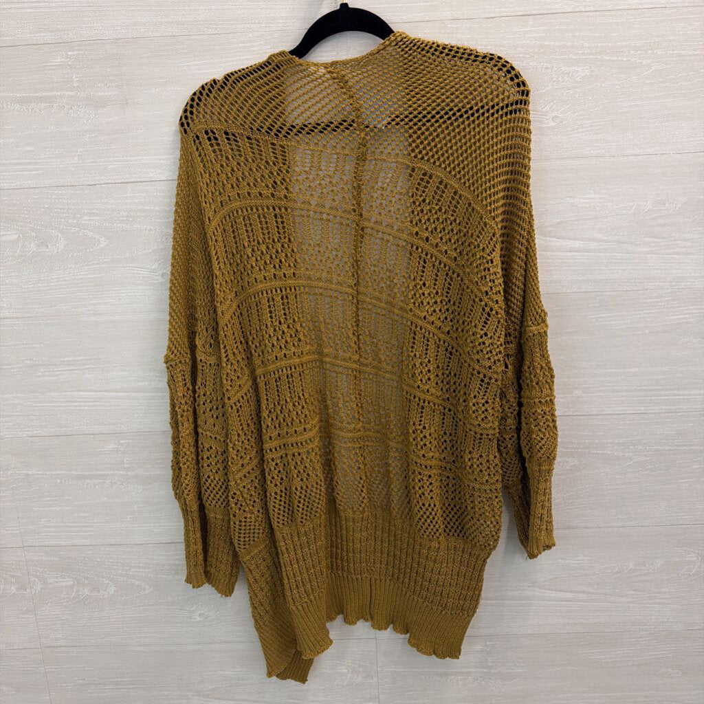 Brown Open Knit Open Front Sweater Top Medium