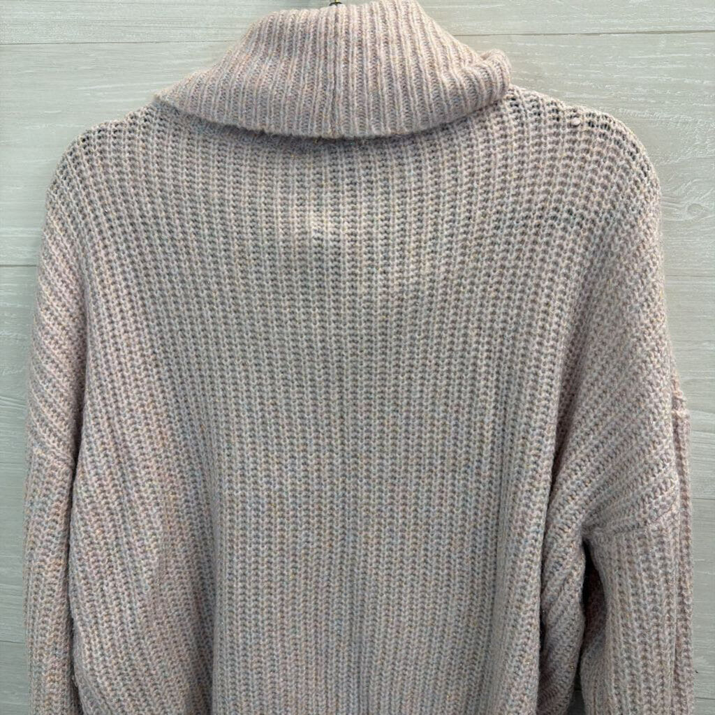 Express Pink Metallic Thread Knit Turtleneck Sweater Small