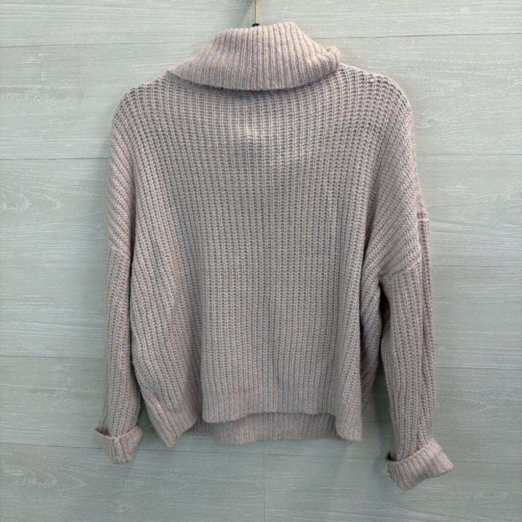 Express Pink Metallic Thread Knit Turtleneck Sweater Small