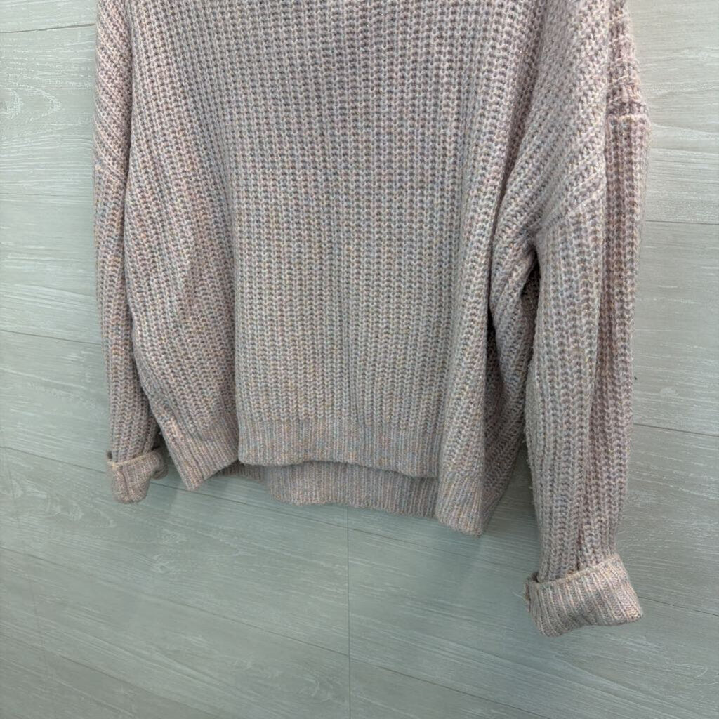 Express Pink Metallic Thread Knit Turtleneck Sweater Small