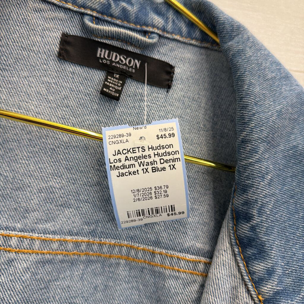 Hudson Medium Wash Denim Jacket 1X