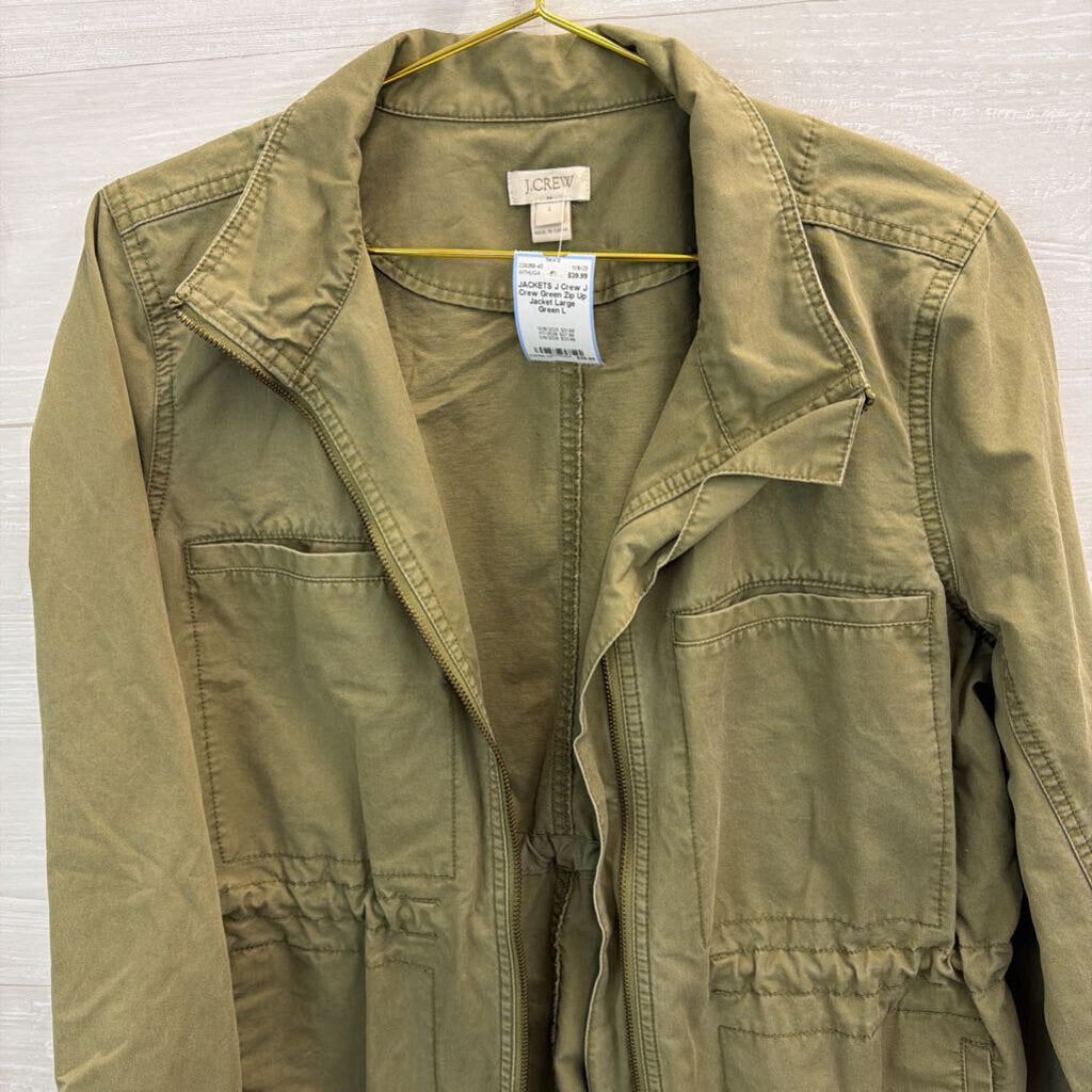 J Crew Green Zip Up Jacket Large