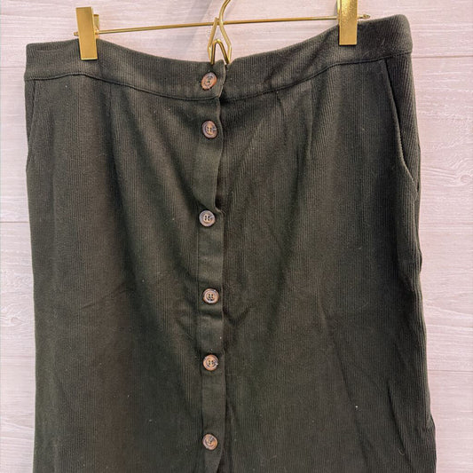 Skies Are Blue Green Corduroy Button Front Skirt Extra Large