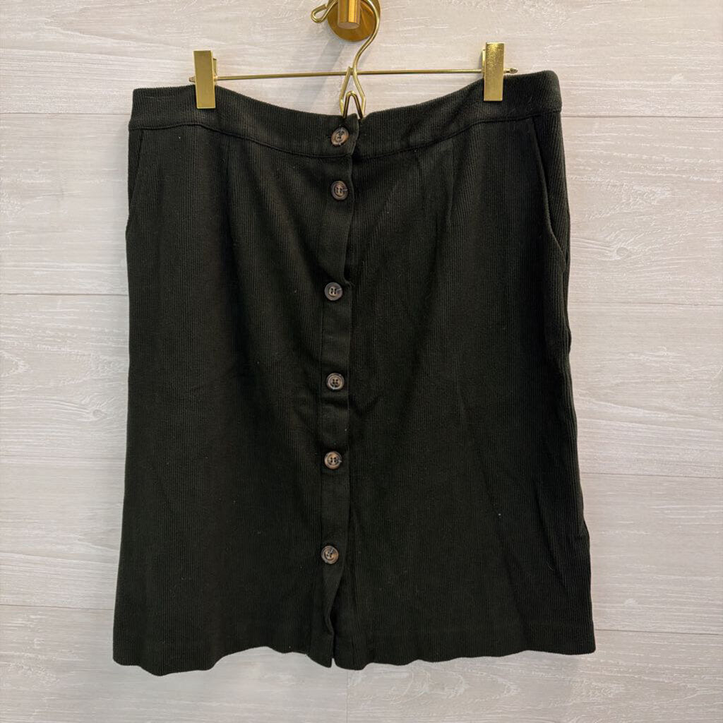 Skies Are Blue Green Corduroy Button Front Skirt Extra Large