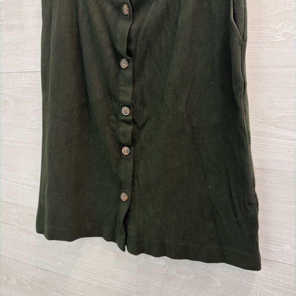 Skies Are Blue Green Corduroy Button Front Skirt Extra Large
