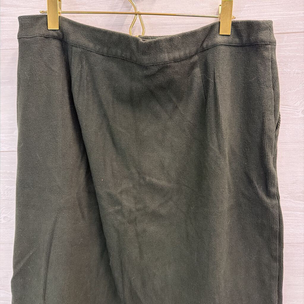 Skies Are Blue Green Corduroy Button Front Skirt Extra Large