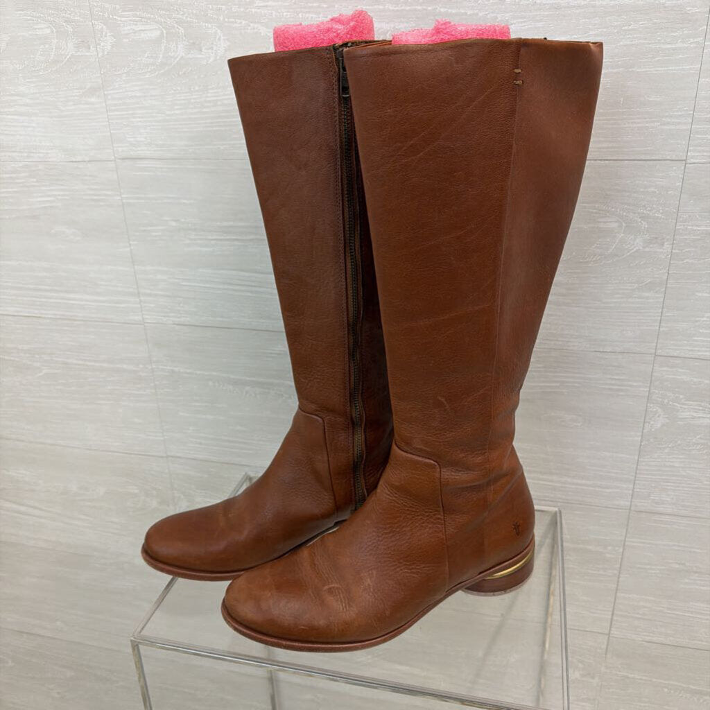 Frye Brown Leather Charlie Seam Tall Boots 10