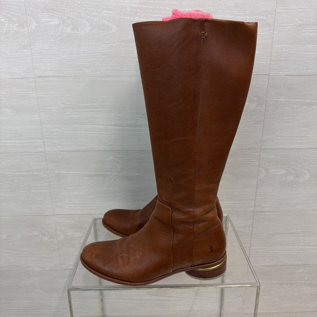 Frye Brown Leather Charlie Seam Tall Boots 10