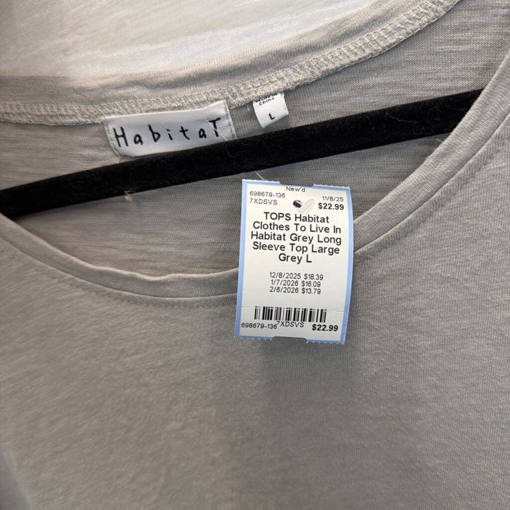 Habitat Grey Long Sleeve Top Large