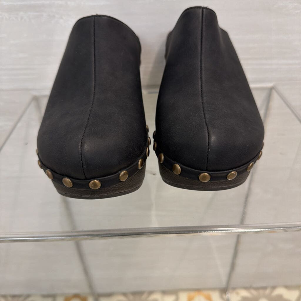 Yellow Box Black Baldwyn Studded Wedge Heel Clogs 8