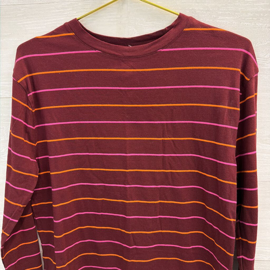 Burgundy/ Multi Striped Long Sleeve Top Small