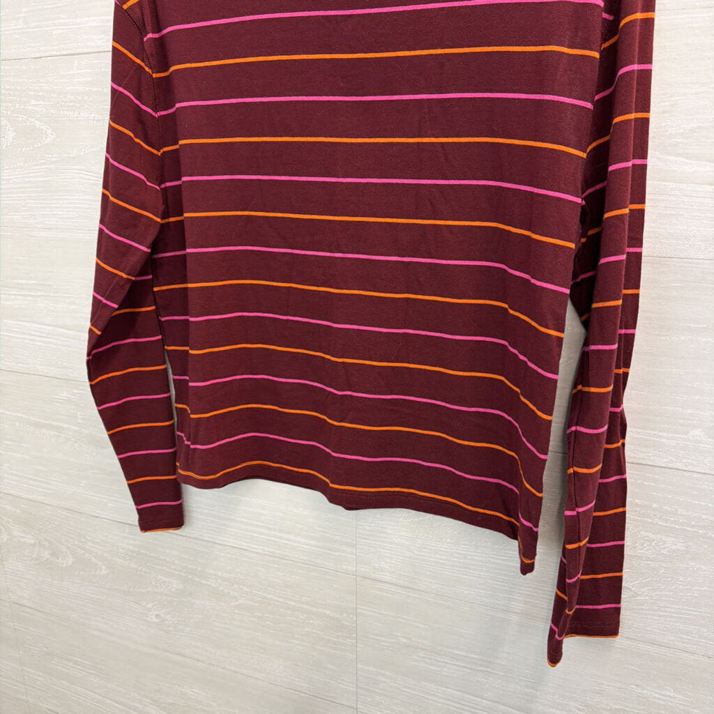 Burgundy/ Multi Striped Long Sleeve Top Small