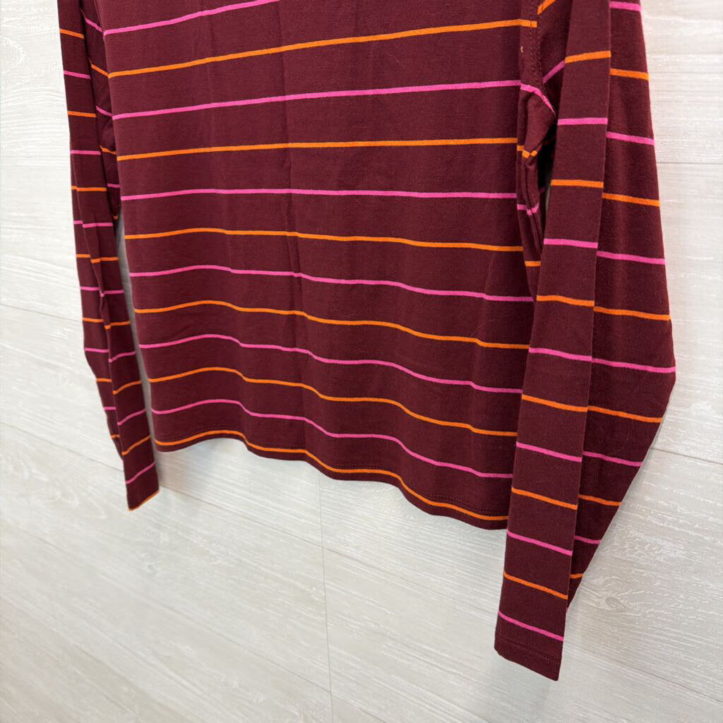Burgundy/ Multi Striped Long Sleeve Top Small
