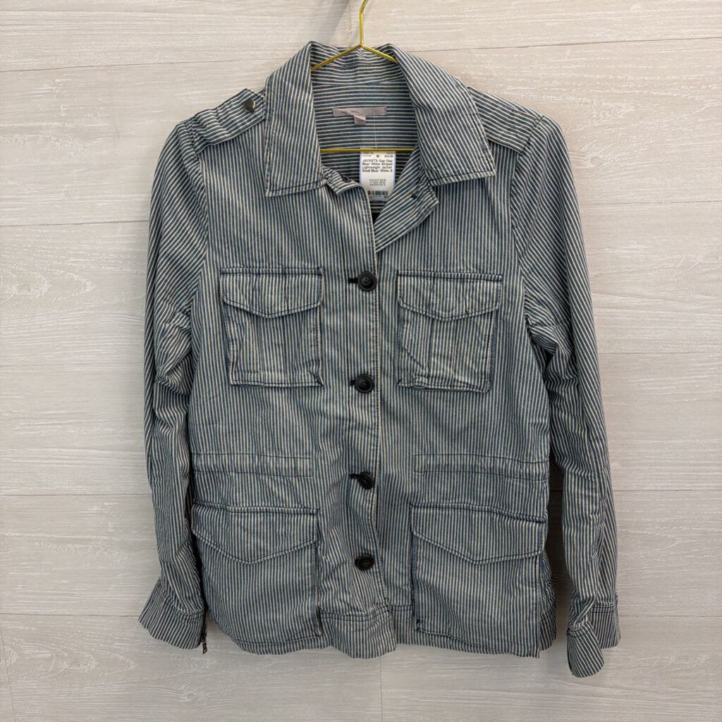 Gap Blue/ White Striped Lightweight Jacket Small