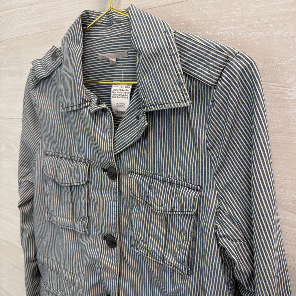 Gap Blue/ White Striped Lightweight Jacket Small