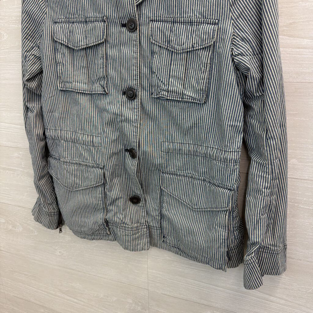 Gap Blue/ White Striped Lightweight Jacket Small