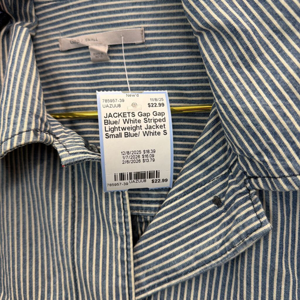 Gap Blue/ White Striped Lightweight Jacket Small