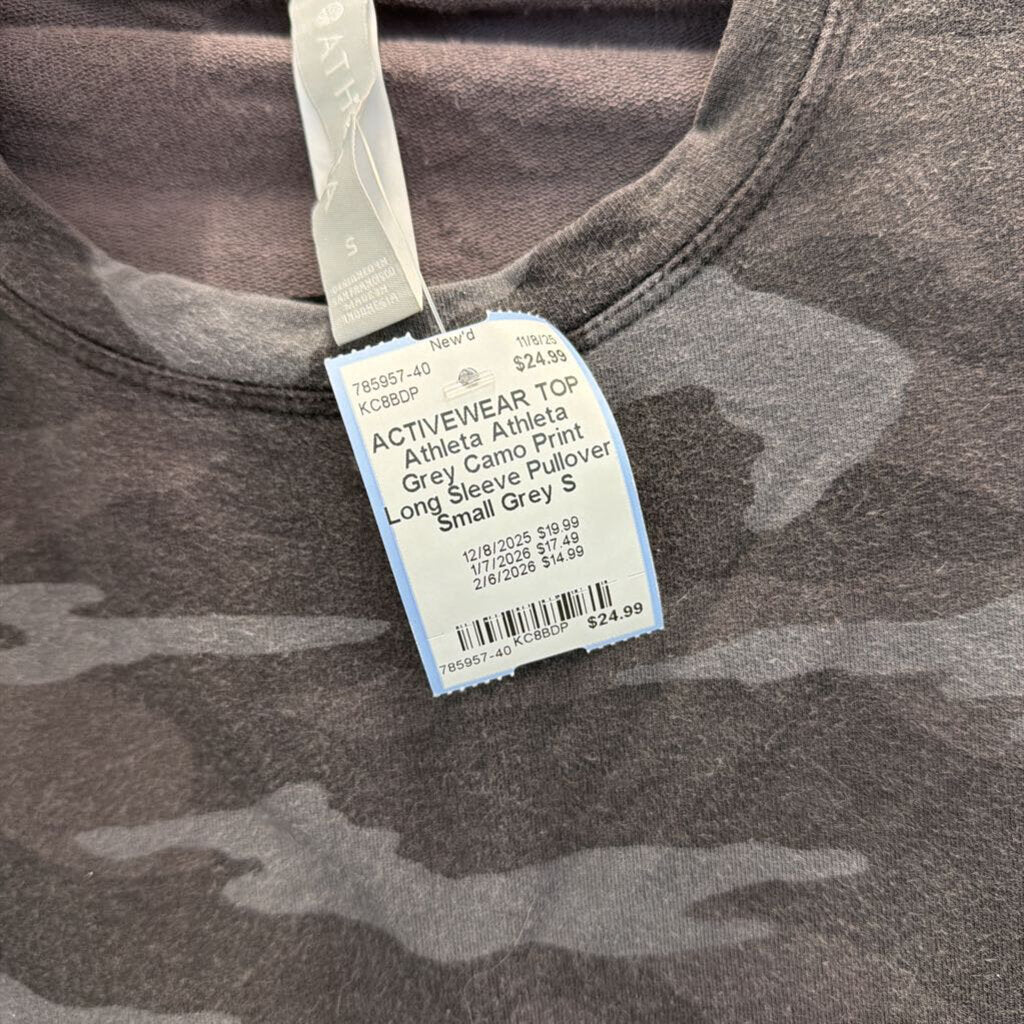 Athleta Grey Camo Print Long Sleeve Pullover Small