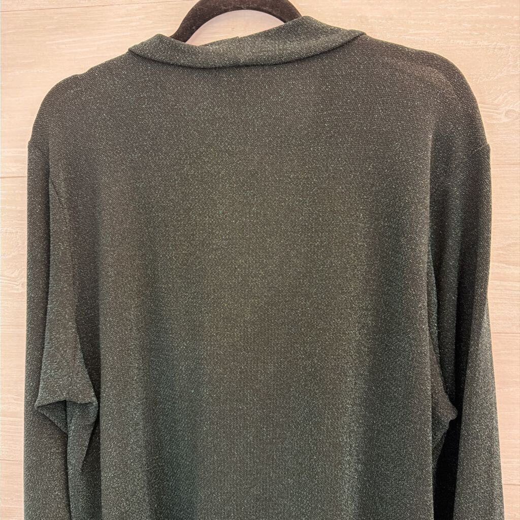 Grace Black/ Green Shimmer Long Sleeve Top 3X