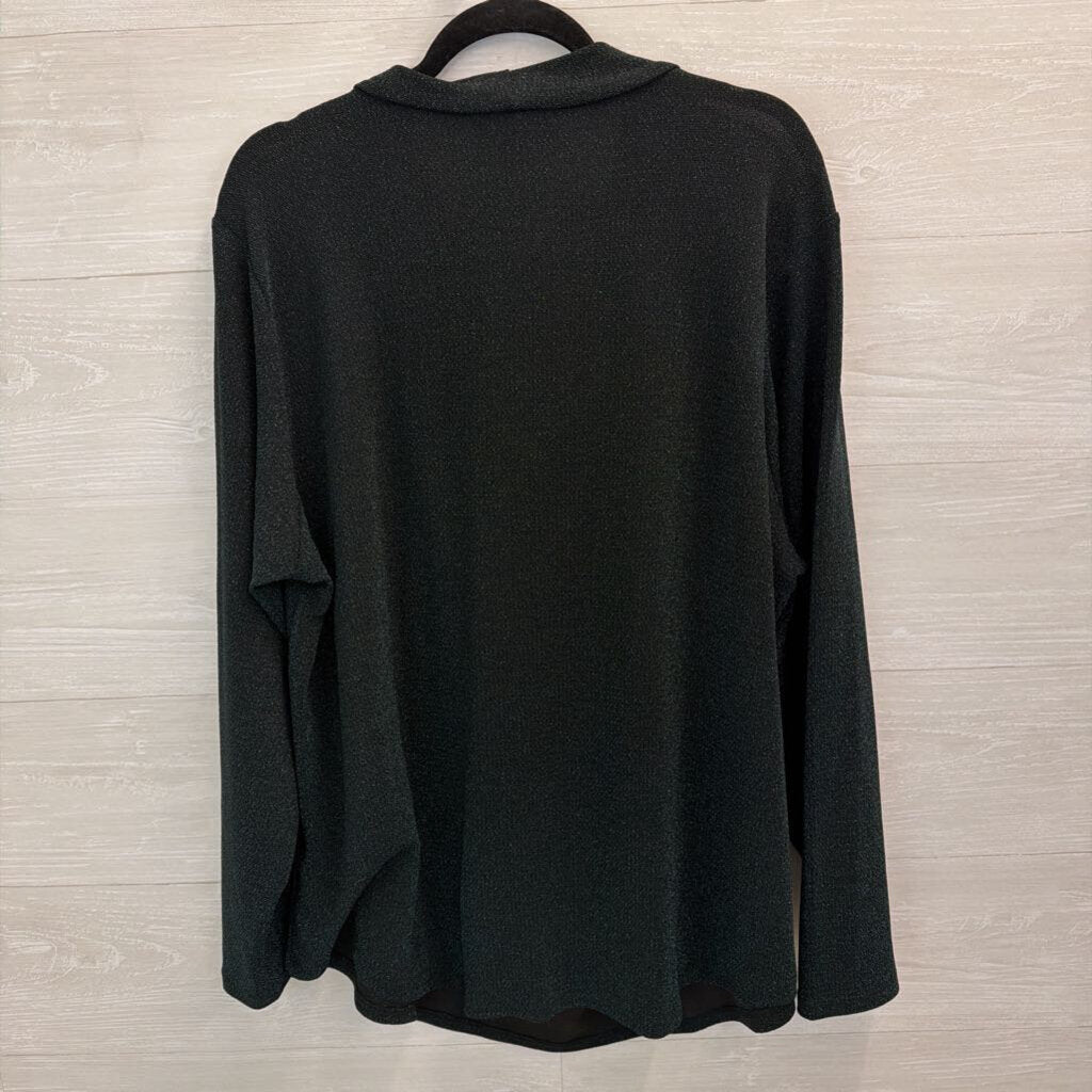 Grace Black/ Green Shimmer Long Sleeve Top 3X
