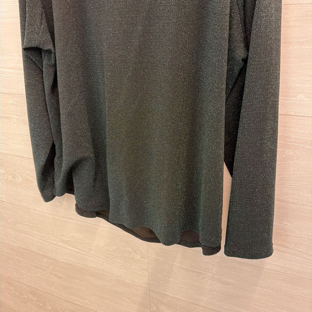 Grace Black/ Green Shimmer Long Sleeve Top 3X