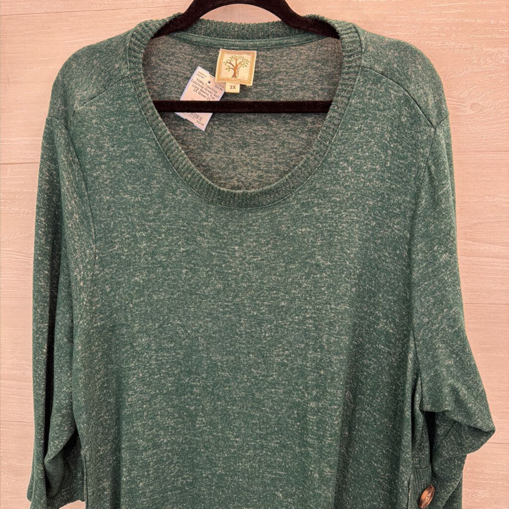 Colortree Green Soft Long Sleeve Top 2X