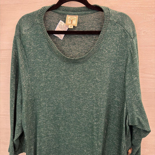 Colortree Green Soft Long Sleeve Top 2X