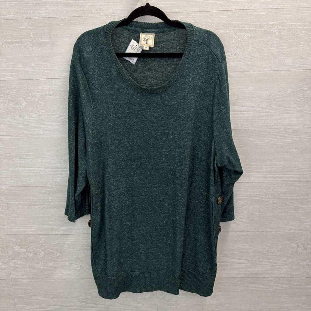 Colortree Green Soft Long Sleeve Top 2X