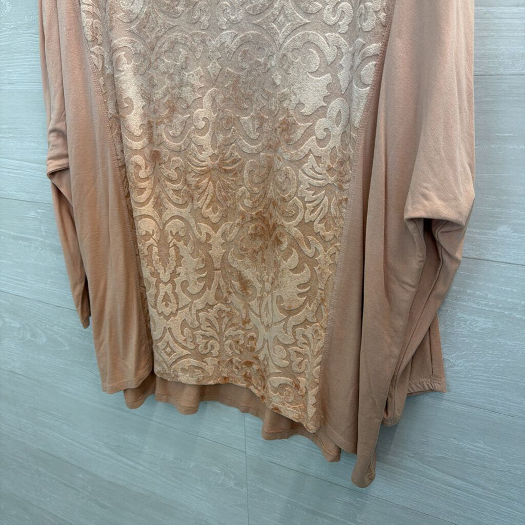 Chicos Pink Velour Print Long Sleeve Top 20/22