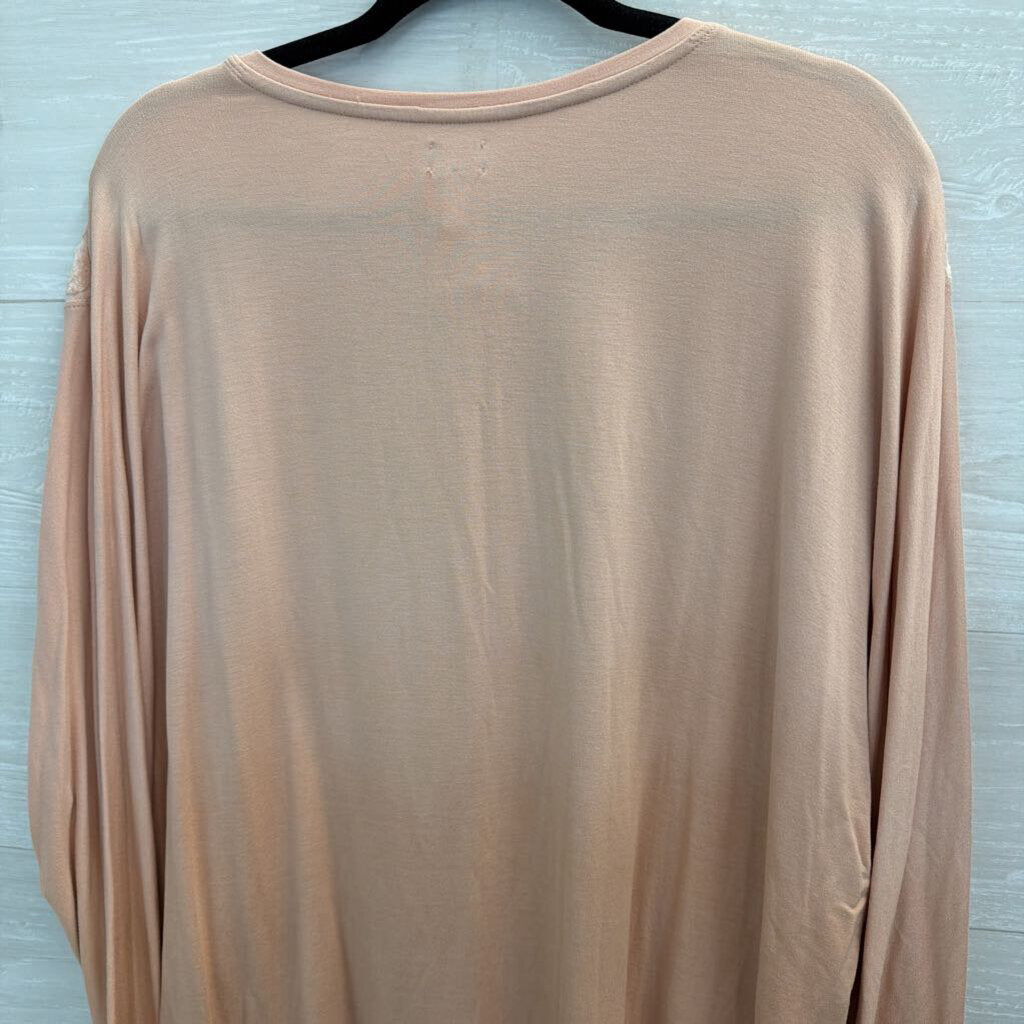 Chicos Pink Velour Print Long Sleeve Top 20/22