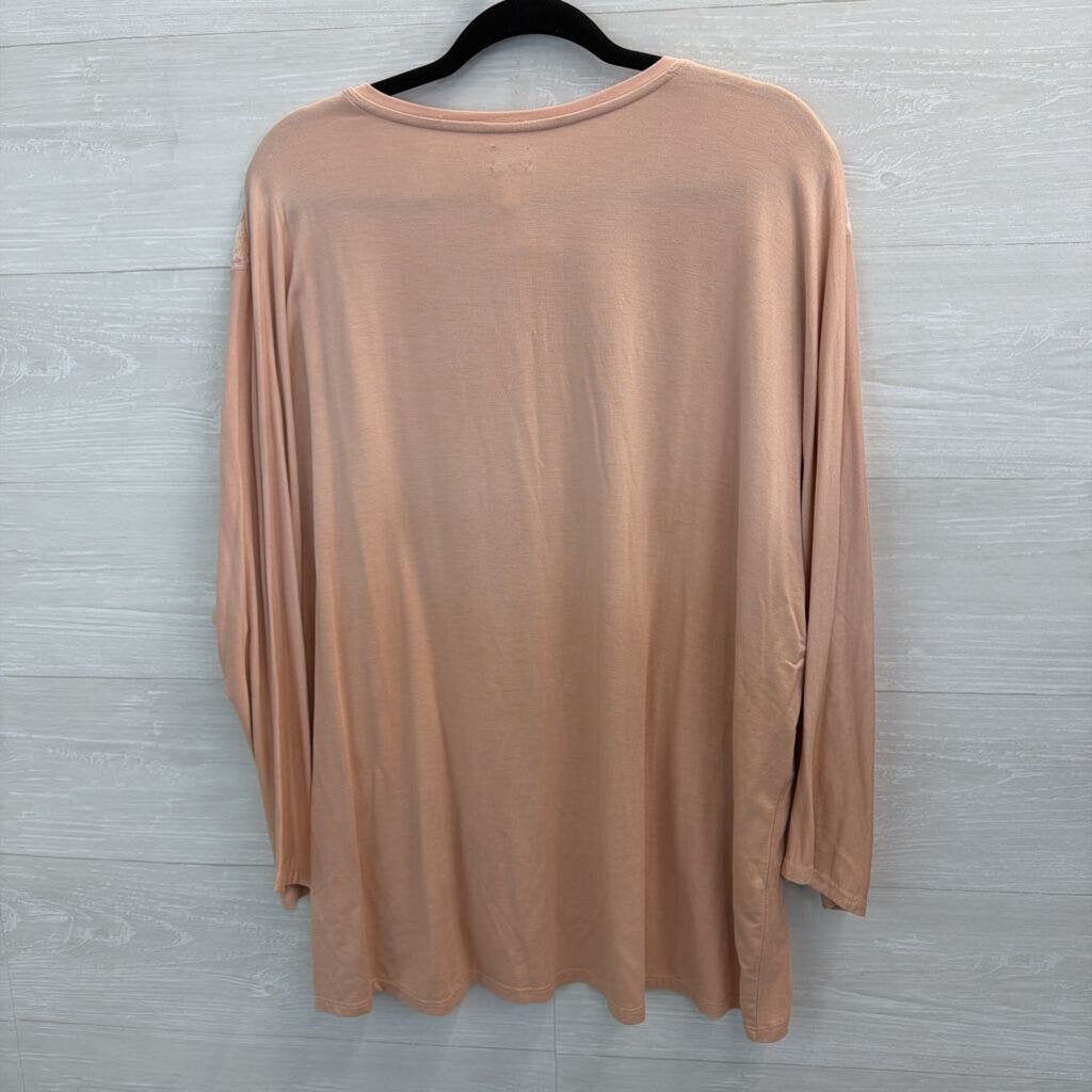 Chicos Pink Velour Print Long Sleeve Top 20/22