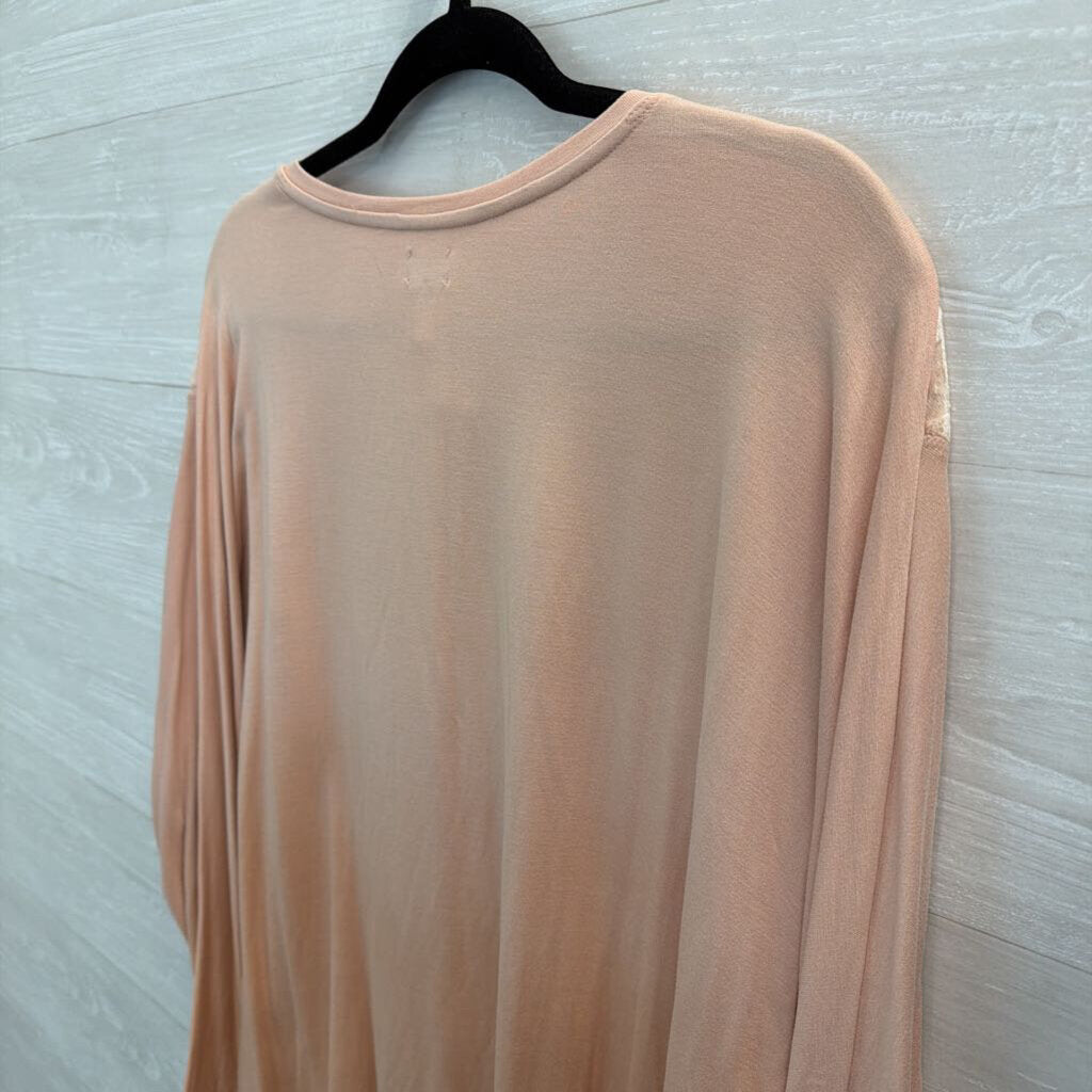 Chicos Pink Velour Print Long Sleeve Top 20/22
