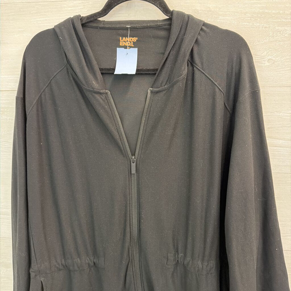 Lands End Black Zip Up Hooded Jacket 3X