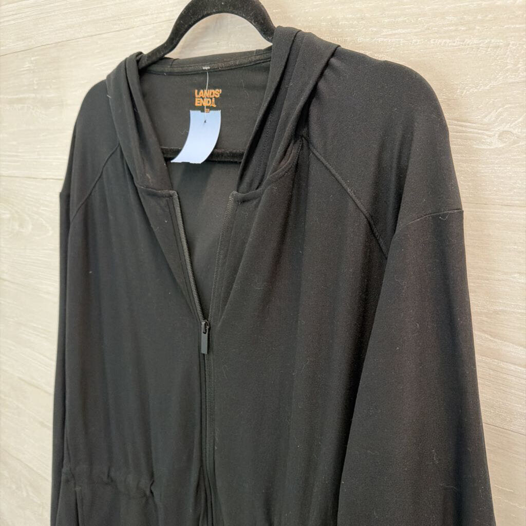 Lands End Black Zip Up Hooded Jacket 3X